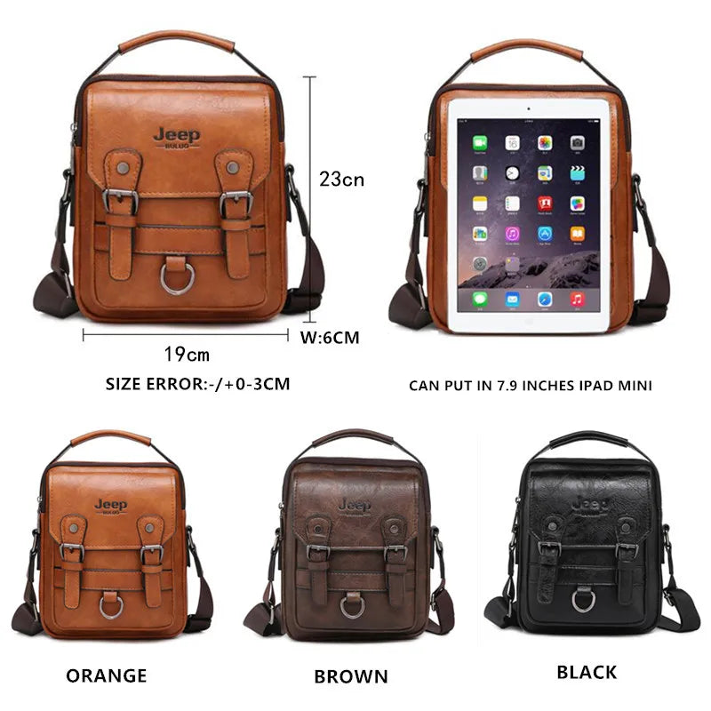 JEEP BULUO Multi-function Man's Shoulder Bag, Large Capacity, Leather, Crossbody