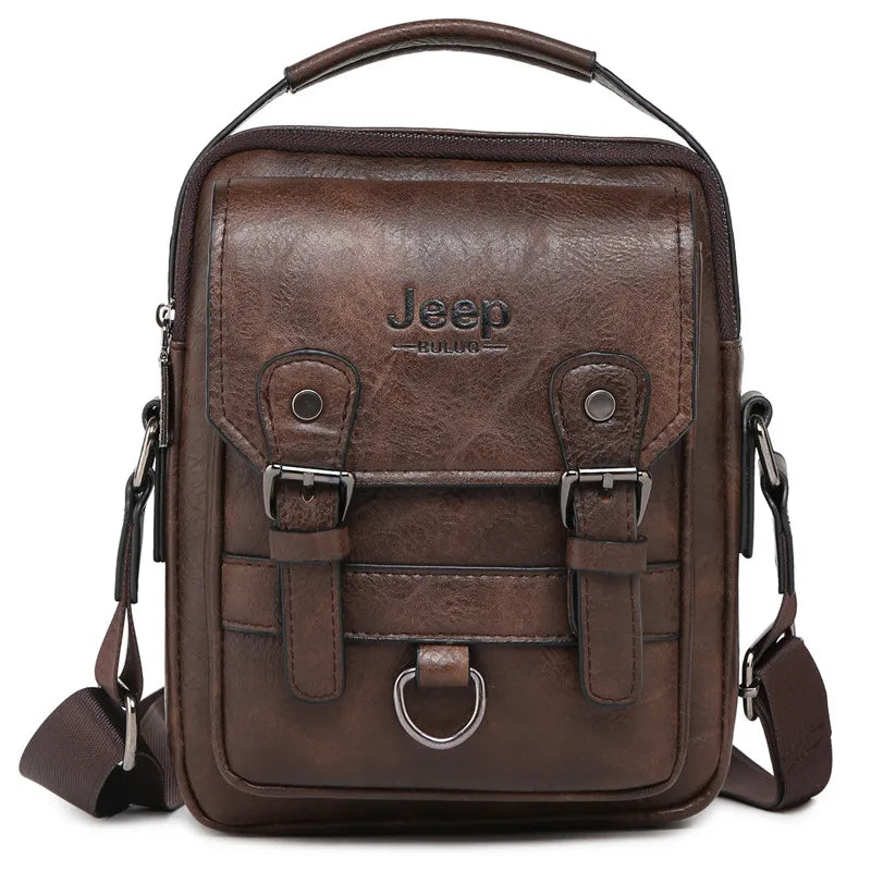 JEEP BULUO Multi-function Man's Shoulder Bag, Large Capacity, Leather, Crossbody