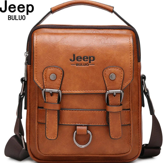 JEEP BULUO Multi-function Man's Shoulder Bag, Large Capacity, Leather, Crossbody